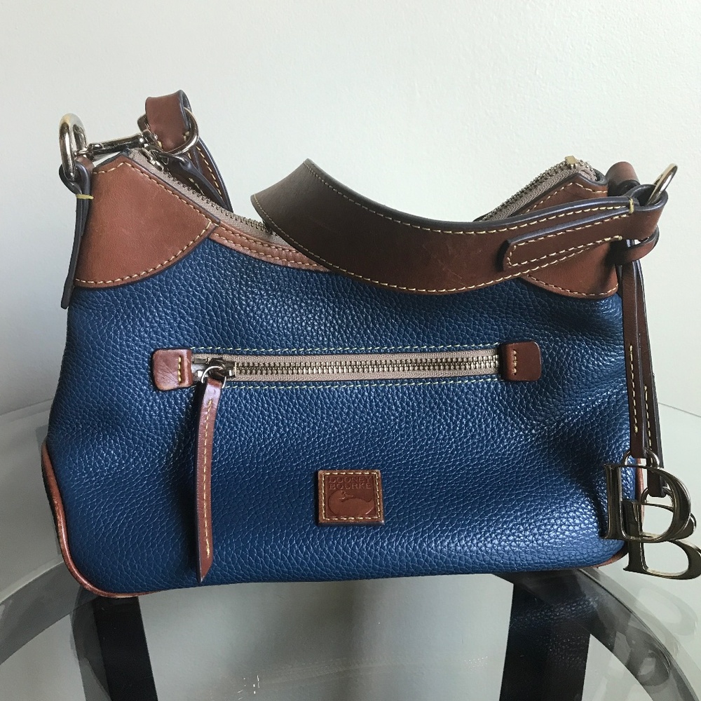 Dooney & Bourke Blue and Brown Leather Shoulder Bag (V1111484)